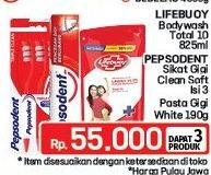 Promo Harga Lifebuoy Body Wash/Pepsodent Sikat Gigi Gentle Care/White  - LotteMart