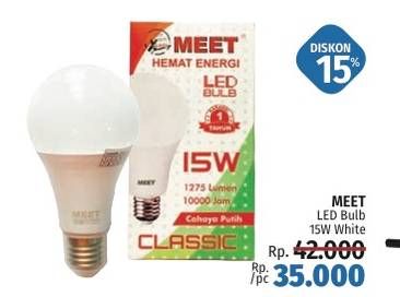Promo Harga MEET LED Bulb Classic 15W  - LotteMart