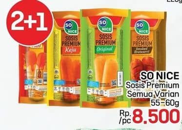 Promo Harga So Nice Sosis Siap Makan Premium All Variants 60 gr - LotteMart