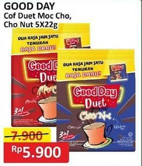 Promo Harga Good Day Coffee Duet MocaChoco, ChocoNut per 5 sachet 22 gr - Alfamart