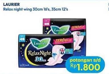 Promo Harga Laurier Relax Night 30cm, 35cm 12 pcs - Hypermart