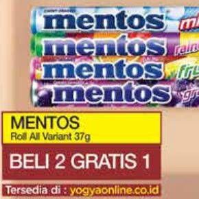 Promo Harga Mentos Candy Chewy Dragees Roll Anggur, Cola Rol/Fresh Cola 37 gr - Yogya