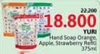 Promo Harga Yuri Hand Soap Orange, Apple, Strawberry 375 ml - Alfamidi