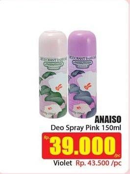 Promo Harga ANAISO Deodoran Spray Pink 150 ml - Hari Hari