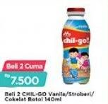 Promo Harga MORINAGA Chil Go UHT Vanilla, Strawberry, Chocolate per 2 botol 140 ml - Alfamart