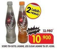 Promo Harga SOSRO Teh Botol Less Sugar, Original 450 ml - Superindo