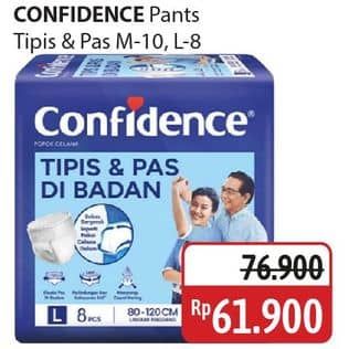 Promo Harga Confidence Adult Pants Tipis & Pas Di Badan M10, L8 8 pcs - Alfamidi