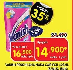 Promo Harga VANISH Penghilang Noda Cair Pink, Putih 425 ml - Superindo