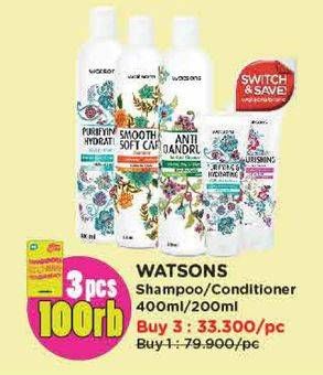Promo Harga Watsons Shampoo/Conditioner 400ml/200ml  - Watsons