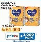 Promo Harga BEBELAC 3 Susu Pertumbuhan Madu, Vanila 400 gr - Indomaret