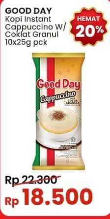 Promo Harga Good Day Cappuccino per 10 sachet 25 gr - Indomaret