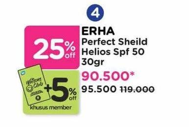 Promo Harga Erha Perfect Shield Helios Daily Sunscreen SPF 50 Pa+++ 30 gr - Watsons
