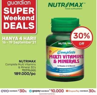 Promo Harga NUTRIMAX Complete Multivitamins & Minerals 30 pcs - Guardian
