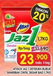 Promo Harga ATTACK Jaz1 Detergent Powder Semerbak Cinta, Semerbak Segar 1700 gr - Superindo