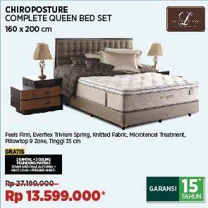 Promo Harga Lady Americana Chiroposture Complete Queen Bed Set 160 X 200 Cm  - COURTS
