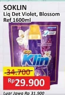 Promo Harga So Klin Liquid Detergent + Anti Bacterial Violet Blossom 1600 ml - Alfamart