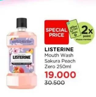 Promo Harga Listerine Mouthwash Antiseptic Sakura Peach 250 ml - Watsons