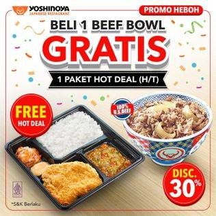 Promo Harga Beli 1 Beef Bowl Gratis 1 Paket Hot Deal  - Yoshinoya