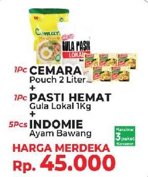 Promo Harga Cemara Minyak Goreng + Pasti Hemat Gula Lokal + 5pc Indomie Ayam Bawang  - Yogya