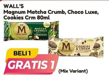 Promo Harga Walls Magnum Matcha Crumble, Chocolate Luxe, Cookies Cream 80 ml - Alfamart