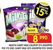 Promo Harga MILKITA Candy Milk Lollipop 172gr/ Candy Milk 120gr  - Superindo