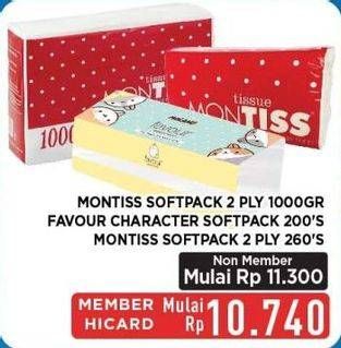 Promo Harga Montiss Facial Tissue/Favour Character Facial Tissue Gentle Touch  - Hypermart