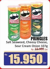 Promo Harga Pringles Potato Crisps Salt Seaweed, Cheesy Cheese, Sour Cream Onion 107 gr - Hari Hari
