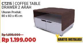 Promo Harga Courts CT215 | Coffe Table Drawer 2 Arah  - COURTS