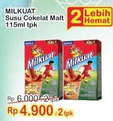 Promo Harga MILKUAT Susu UHT Cokelat Malt per 2 pcs 115 ml - Indomaret