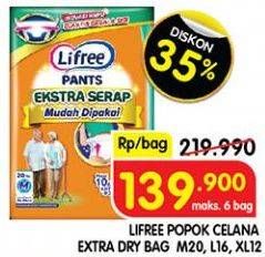 Promo Harga Lifree Popok Celana Ekstra Serap XL12, M20, L16 12 pcs - Superindo