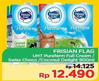 Promo Harga FRISIAN FLAG Susu UHT Purefarm Full Cream, Swiss Choco, Coconut Delight 900 ml - TIP TOP