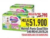 Promo Harga Merries Pants Good Skin S40, M34, L30, XL26 26 pcs - Hypermart