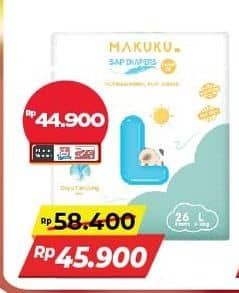 Promo Harga Makuku Comfort Fit Diapers Pants M28, L26 26 pcs - Alfamart