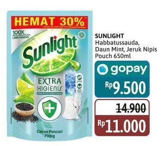 Promo Harga Sunlight Pencuci Piring Higienis Plus With Habbatussauda, Anti Bau With Daun Mint, Jeruk Nipis 100 650 ml - Alfamidi