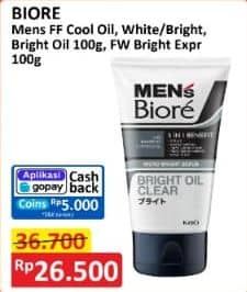 Promo Harga Biore Mens Facial Foam Double Scrub Cool Oil Clear, Bright Oil Clear, White Energy, Bright Expert 100 ml - Alfamart