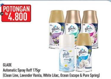 Promo Harga GLADE Matic Spray Refill Lavender Vanilla, Ocean Escape 225 ml - Hypermart