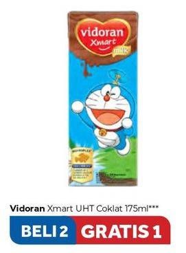 Promo Harga VIDORAN Xmart UHT Coklat per 2 pcs 175 ml - Carrefour