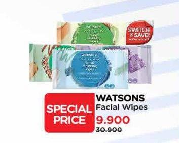Promo Harga Watsons Facial Cleansing Wipes 3 in 1 Micellar Water 20 sheet - Watsons