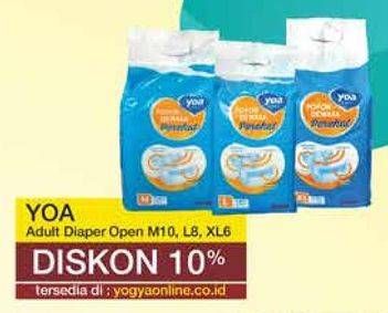 Promo Harga YOA Adult Diapers L8, M10, XL6 6 pcs - Yogya