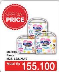 Promo Harga Merries Pants M28, L22, XL19 19 pcs - Hypermart