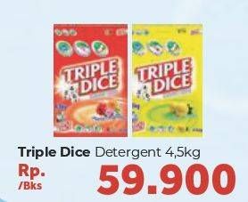 Promo Harga TRIPLE DICE Detergent Powder Floral, Lemon 4500 gr - Carrefour
