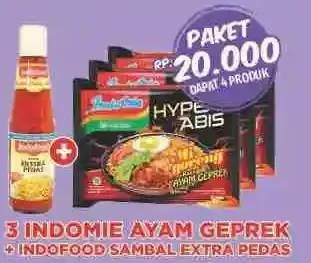 Promo Harga 3 Indomie Ayam Geprek + Indofood Sambal Extra Pedas  - LotteMart