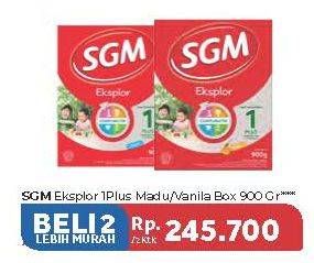 Promo Harga SGM Eksplor 1+ Susu Pertumbuhan Madu, Vanila per 2 box 900 gr - Carrefour