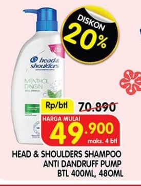 Promo Harga Head & Shoulders Shampoo 400 ml - Superindo