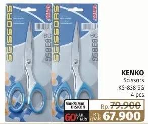 Promo Harga KENKO Scissor KS-838 SG 4 pcs - Lotte Grosir