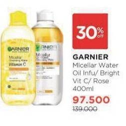 Promo Harga Garnier Micellar Water Oil-Infused, Vitamin C, Rose 400 ml - Watsons