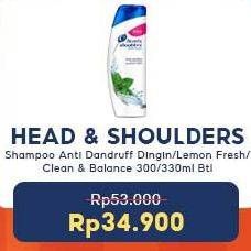 Promo Harga HEAD & SHOULDERS Shampoo Lemon Fresh, Cool Menthol, Clean Balanced 300 ml - Indomaret