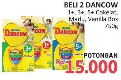 Beli 2 Dancow 1+, 3+, 5+ Cokelat, Madu, Vanilla Box 750g