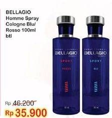 Promo Harga BELLAGIO Sport Spray Cologne Rosso, Blu 100 ml - Indomaret