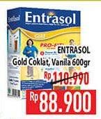 Promo Harga ENTRASOL Gold Susu Bubuk Chocolate, Vanilla 600 gr - Hypermart